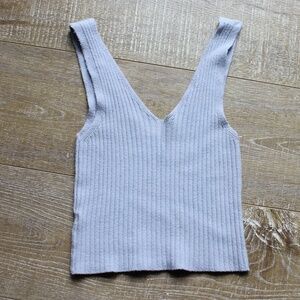 Brandy Melville ribbed stretch knit halter crop top, one size, grey